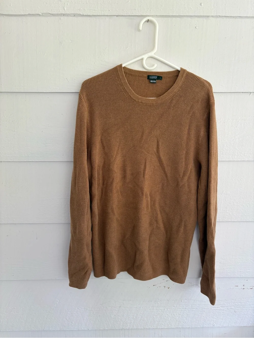 J.Crew Factory Men’s Large Brown 100% Cotton Crewneck Sweater Lightweight Knit